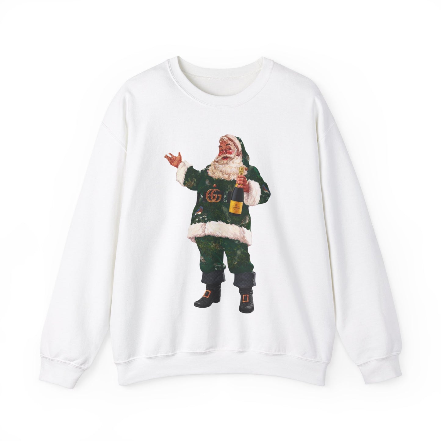 Vintage Santa Crewneck Designer Santa Fashion Santa Retro Christmas Santa Champagne Santa Sweatshirt Trending Christmas Sweatshirt