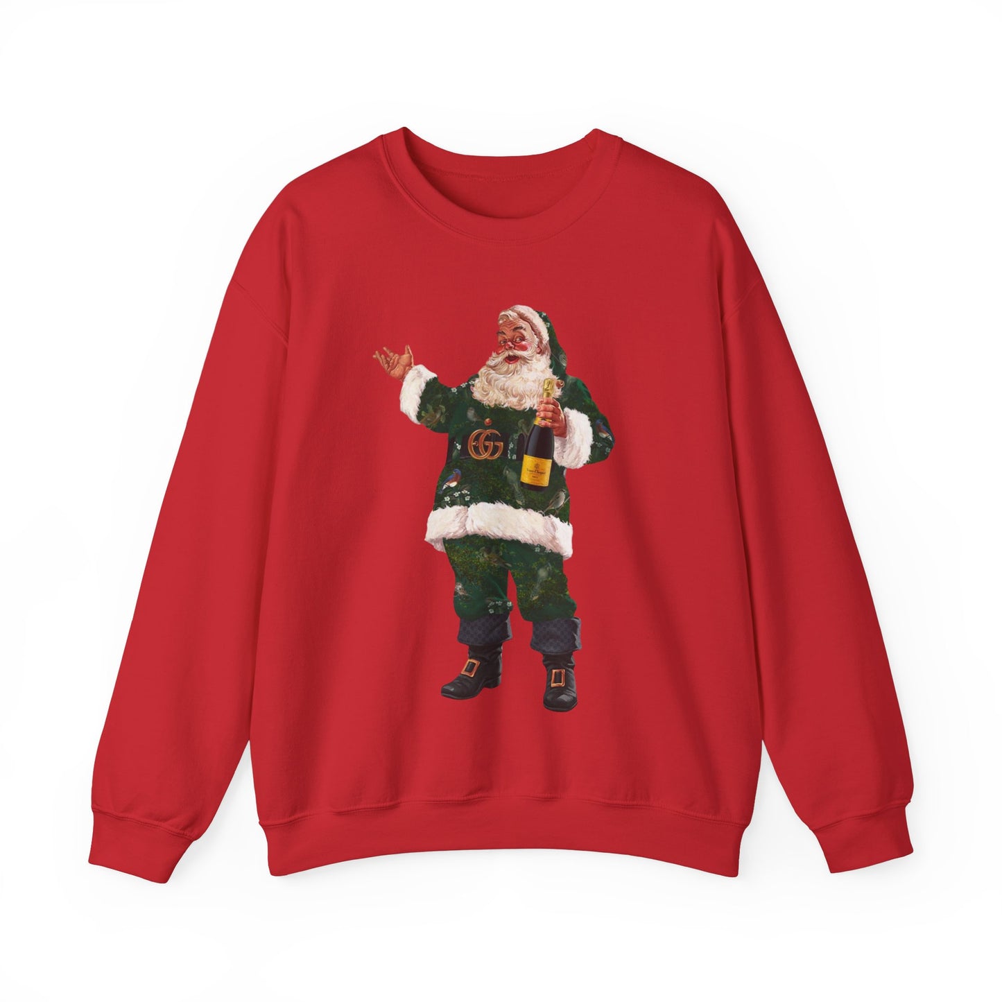 Vintage Santa Crewneck Designer Santa Fashion Santa Retro Christmas Santa Champagne Santa Sweatshirt Trending Christmas Sweatshirt