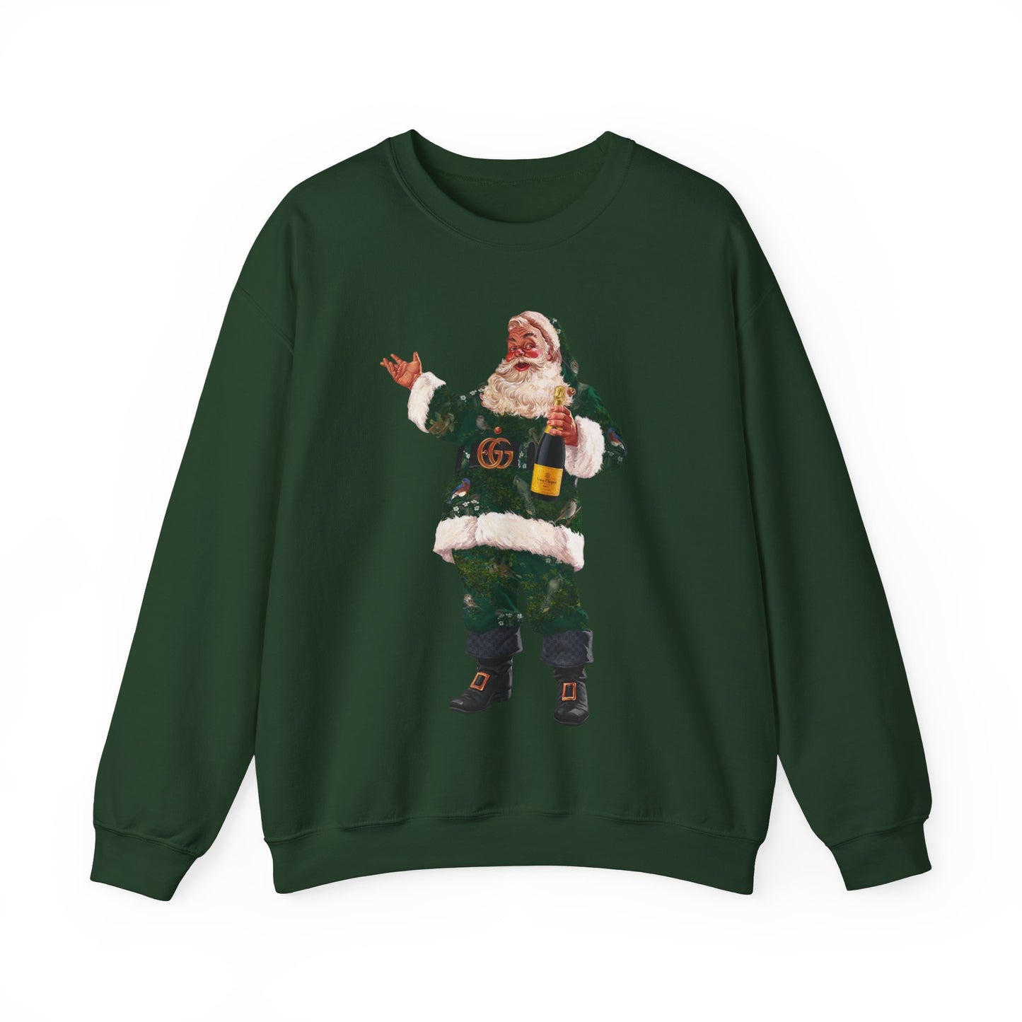 Vintage Santa Crewneck Designer Santa Fashion Santa Retro Christmas Santa Champagne Santa Sweatshirt Trending Christmas Sweatshirt