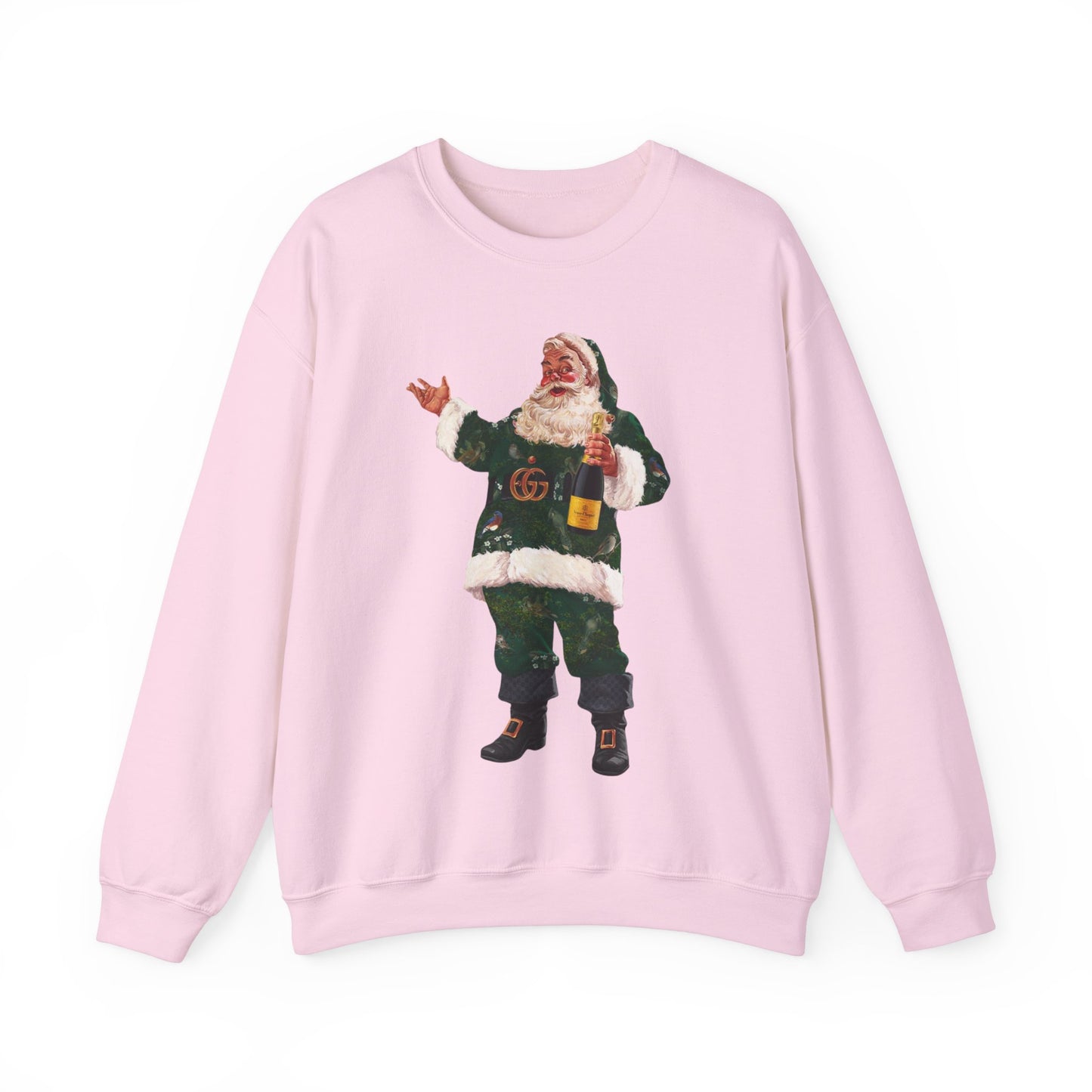 Vintage Santa Crewneck Designer Santa Fashion Santa Retro Christmas Santa Champagne Santa Sweatshirt Trending Christmas Sweatshirt