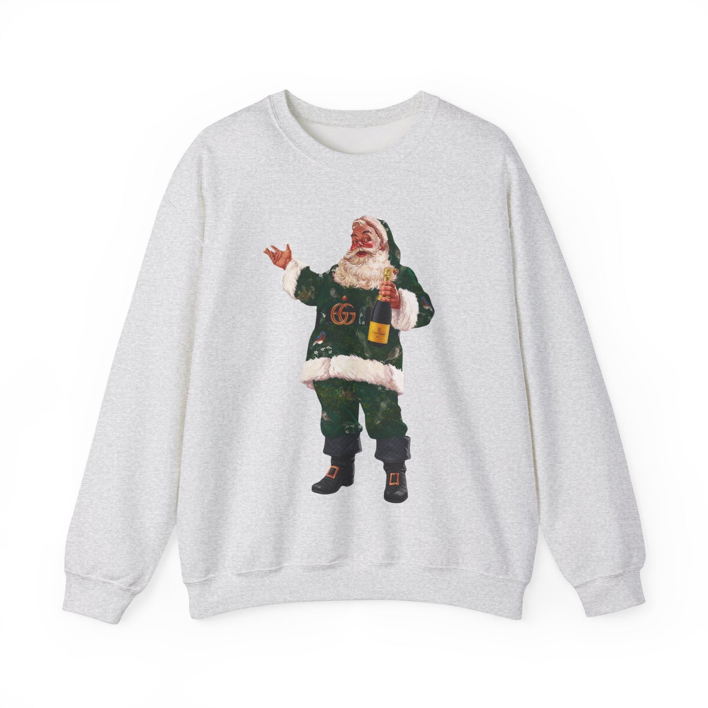 Vintage Santa Crewneck Designer Santa Fashion Santa Retro Christmas Santa Champagne Santa Sweatshirt Trending Christmas Sweatshirt