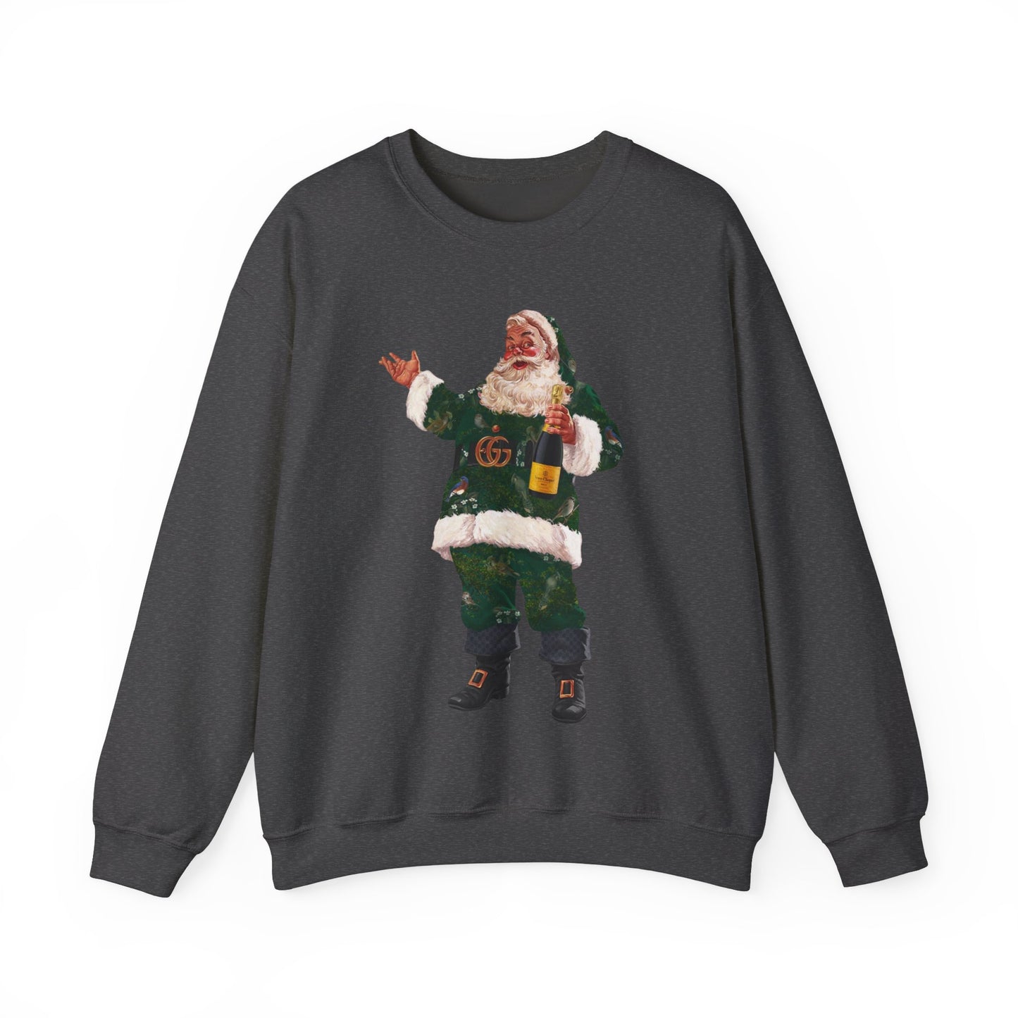 Vintage Santa Crewneck Designer Santa Fashion Santa Retro Christmas Santa Champagne Santa Sweatshirt Trending Christmas Sweatshirt