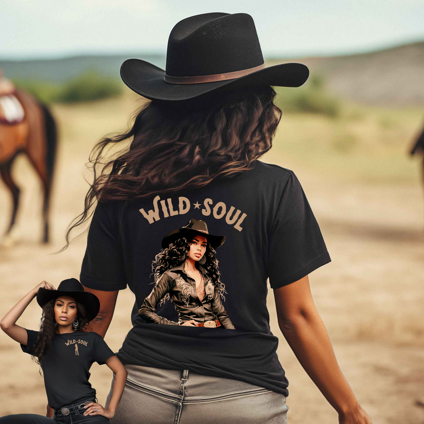 Wild Soul Melanin Cowgirl Shirt Western Graphic Tee Long Live Cowgirls Rodeo Attire Country Music Tee Black Cowgirl Shirt