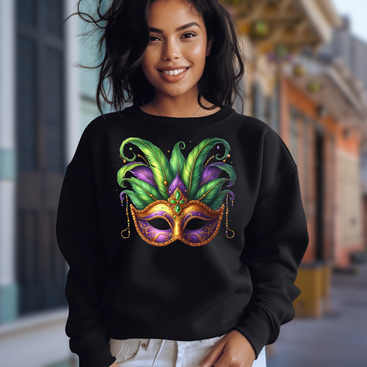 Mardi Gras Mask Bella & Canvas Crewneck Sweatshirt