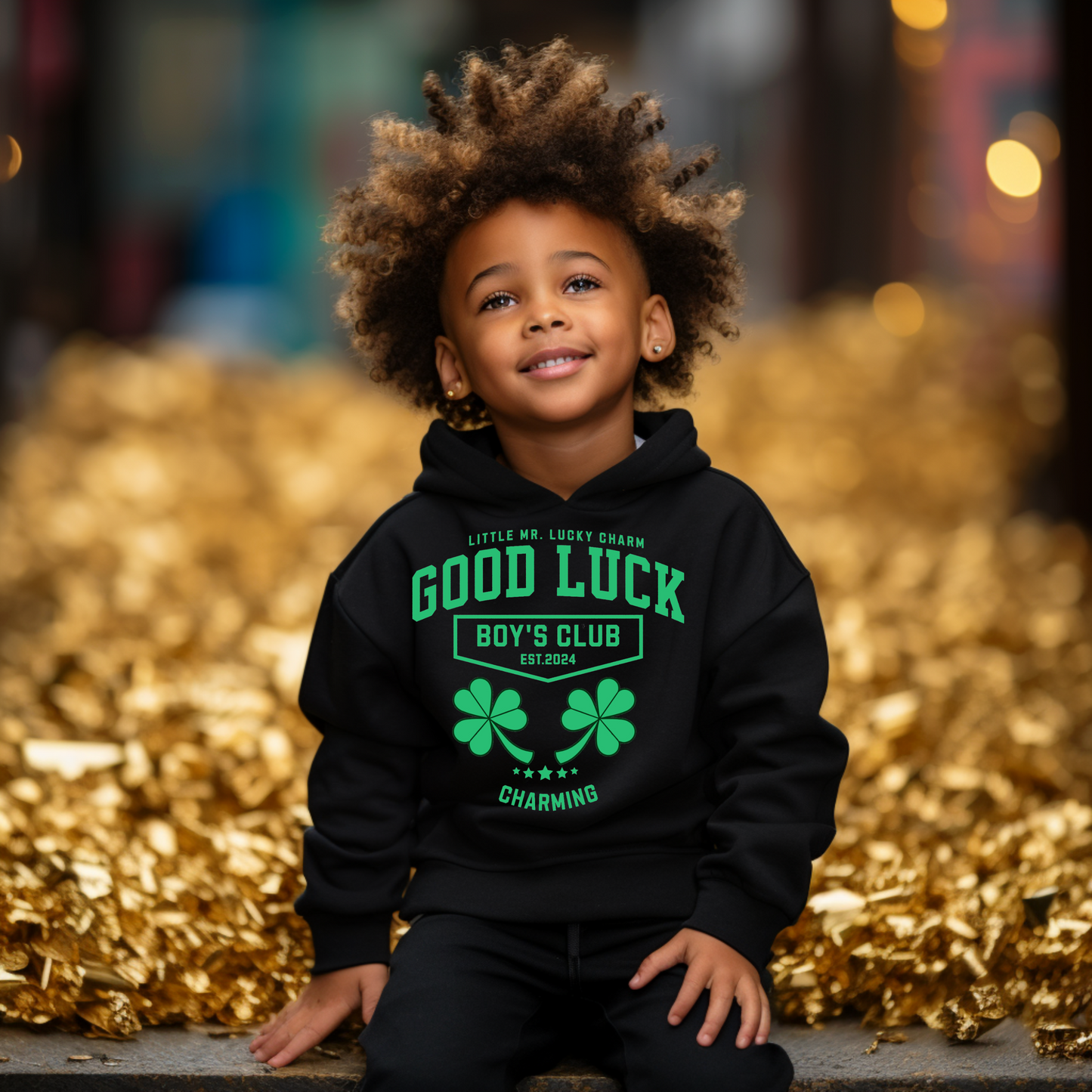 Good Luck Boys Club Hooded Sweatshirt Kids St. Patriks Day Hoodie Little Mr. Lucky Charm