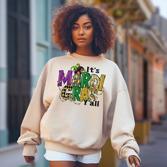 It's Mardi Gras Yall Crewneck Sweatshirt