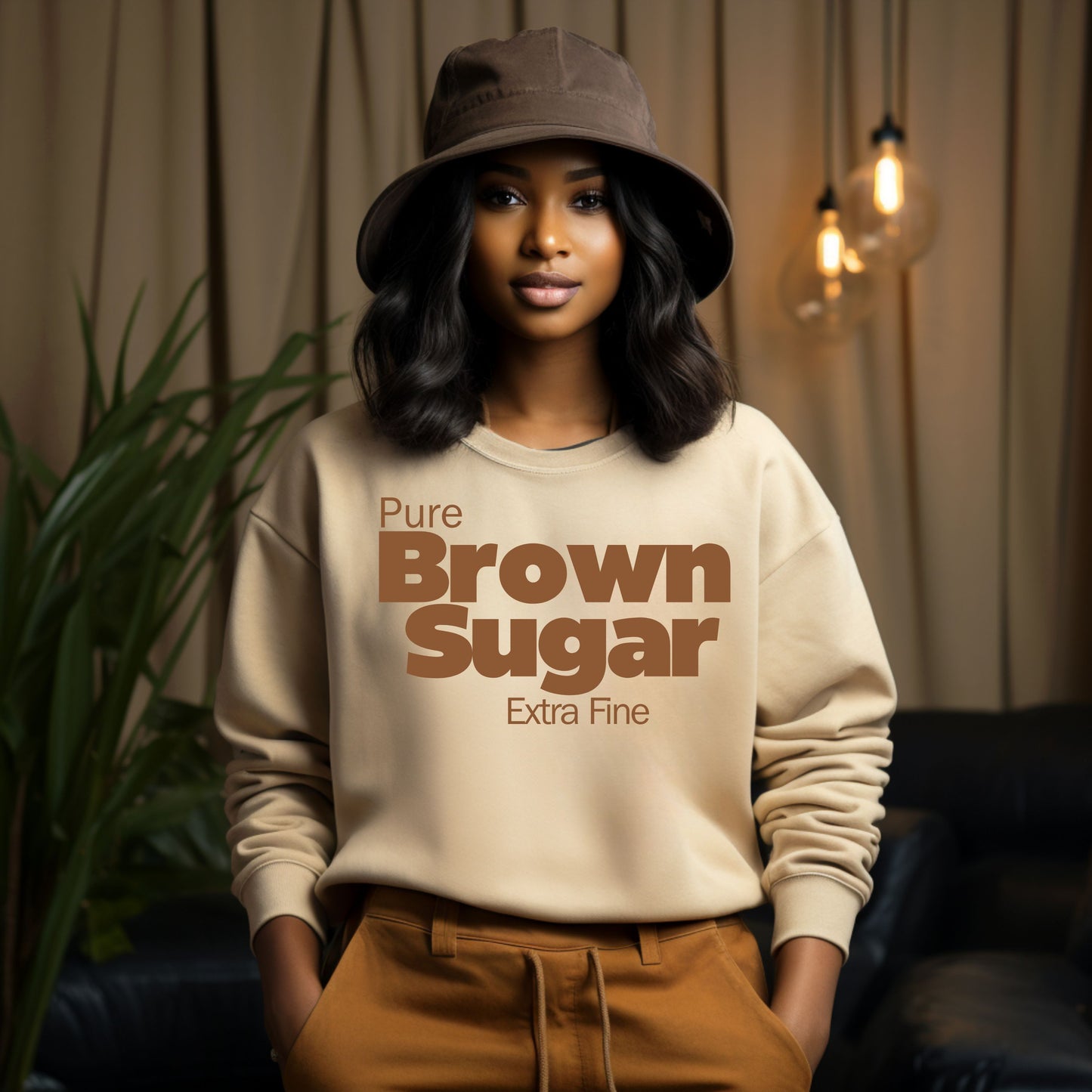 Brown Sugar Crewneck Melanin Shirt for Black Women Sweatshirt for Black Girl Magic, Gift for Her Afro Woman, African American Shirt